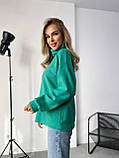Затишна жіноча кофта з трикотажної ангори зелена, фото 5