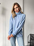 Затишна жіноча кофта з трикотажної ангори блакитна, фото 3