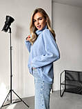 Затишна жіноча кофта з трикотажної ангори блакитна, фото 4
