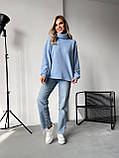 Затишна жіноча кофта з трикотажної ангори блакитна, фото 5