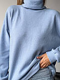 Затишна жіноча кофта з трикотажної ангори блакитна, фото 6