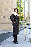 Жіноче зимове пальто з капюшоном ПВ-319 чорний+білий, розміри 42-58, фото 3