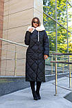 Жіноче зимове пальто з капюшоном ПВ-319 чорний+білий, розміри 42-58, фото 4
