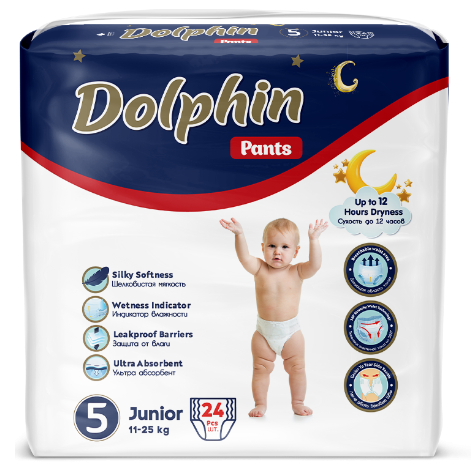 Підгузки-трусики дитячі Dolphin Pants 5 Junior 11-25 кг (24 шт)