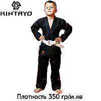 Детское кимоно для джиу-джитсу с поясом черное Kintayo Black плотность 350 гр/м.кв. ростовка 120-150 см