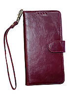 Чехол-книга wallet для iPhone 13 6.1 дюйма (темно красный)