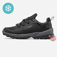 Мужские еврозимние кроссовки Salomon Cross Over GTX Gore-Tex Termo Black, черные саломон кросс овер гортекс