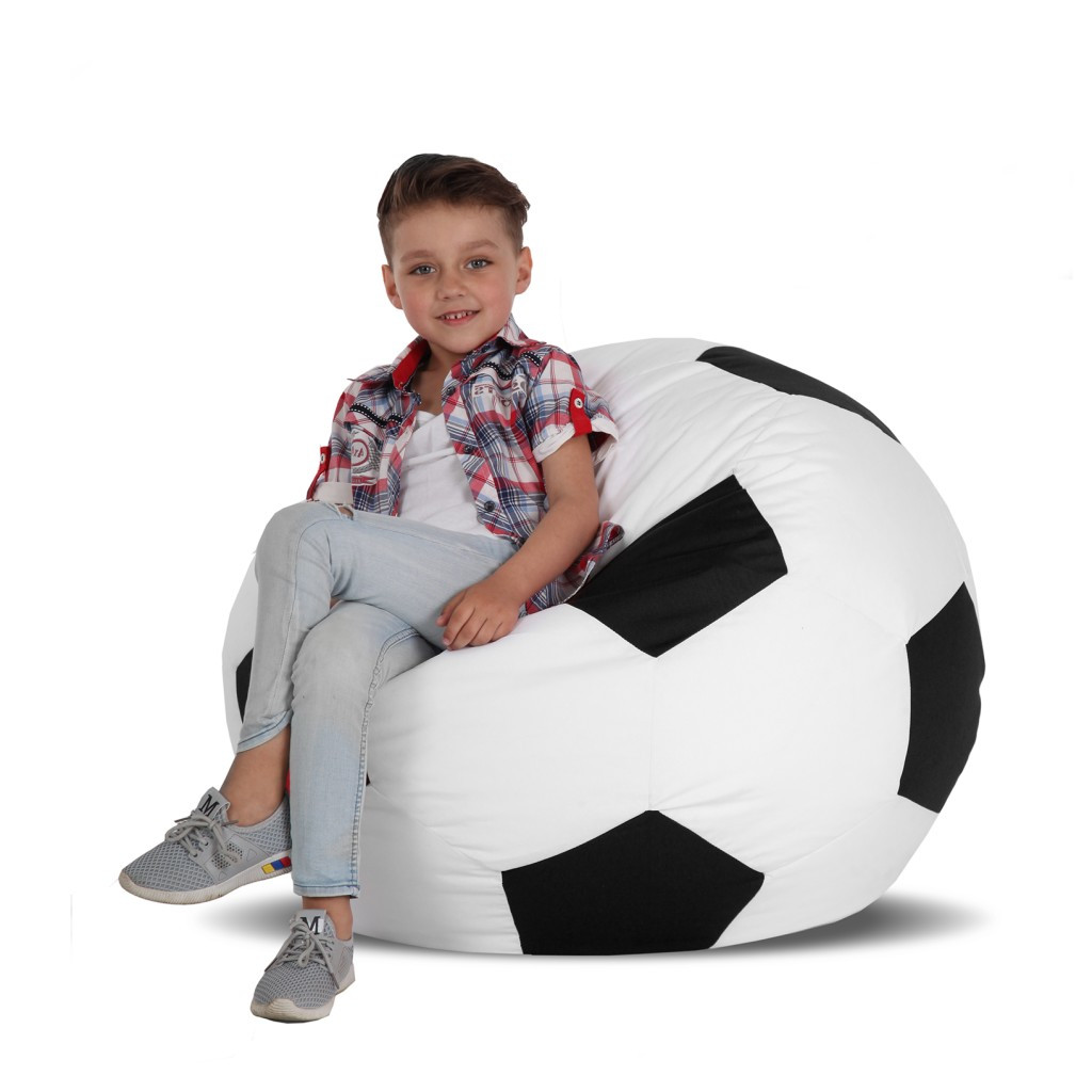 Кресло мешок мяч 70*70 см бело-черное в виде мяча, бескаркасное кресло мяч для детей и взрослых ткань оксфорд - фото 1 - id-p2013070597