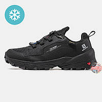 Мужские еврозимние кроссовки Salomon Cross Over GTX Gore-Tex Termo Black, черные саломон кросс овер гортекс