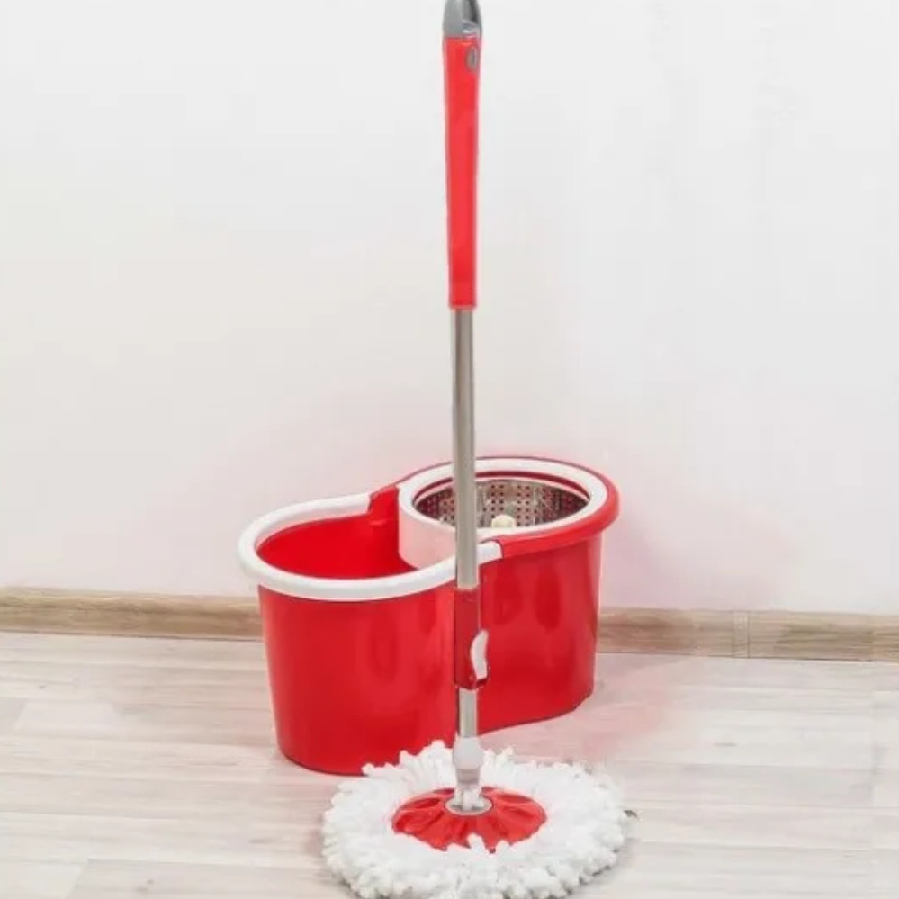 Швабра з відром з автоматичним віджиманням і полосканням з центрифугою Турбо швабра ледащо Easy Mop, фото 1