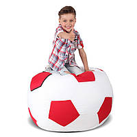 Кресло мешок мяч 70*70 см бело-красное в виде мяча, бескаркасное кресло мяч для детей и взрослых ткань оксфорд
