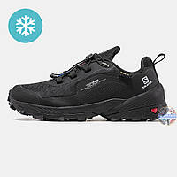 Мужские еврозимние кроссовки Salomon Cross Over GTX Gore-Tex Termo Black, черные саломон кросс овер гортекс