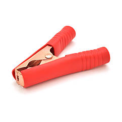 Затискач акумуляторний "крокодил" червоний 100 А 90 мм (щільний гумовий кожух),Q100