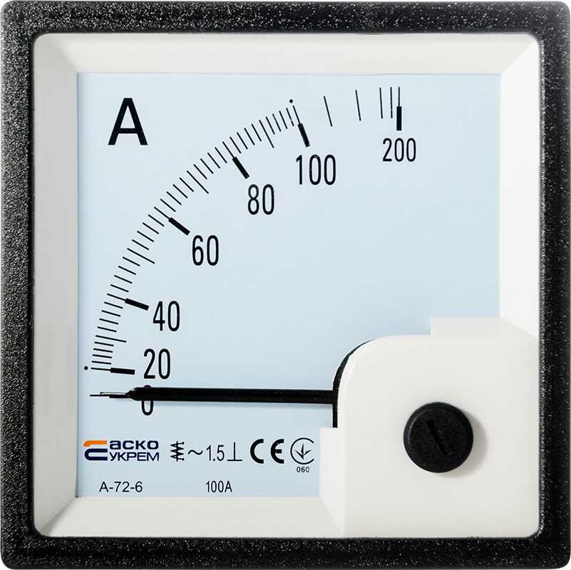 AС Амперметр прямого включення 100А 72х72 модель A-72-6, фото 1