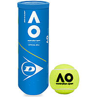 Мяч большой теннис DUNLOP DL601354 AUSTRALIAN OPEN 1шт. диаметр 6.68см вес 58г салатовый