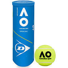 М'яч великий теніс DUNLOP DL601354 AUSTRALIAN OPEN 1 шт. діаметр 6.68 см вага 58 г салатовий