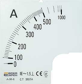 Шкала 500/5А до амперметра А-96-6