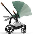 Cybex Priam 4.0 коляска 3 в 1 Leaf Green шасі Chrome Brown автокрісло Cloud T i-Size, фото 5