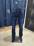 Джинси Longwes чоловічі зима прямі фліс 30 сині, фото 4