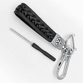 Брелок для ключів шкіряний плетений Volkswagen VW (Фольцваген) Чорний