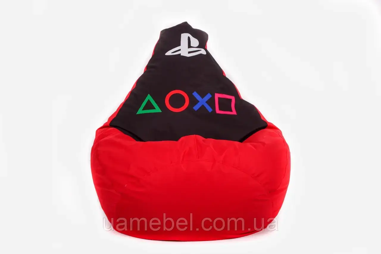 Безкаркасне крісло мішок груша Play Station (120х75) Плейстейшен5, червоне
