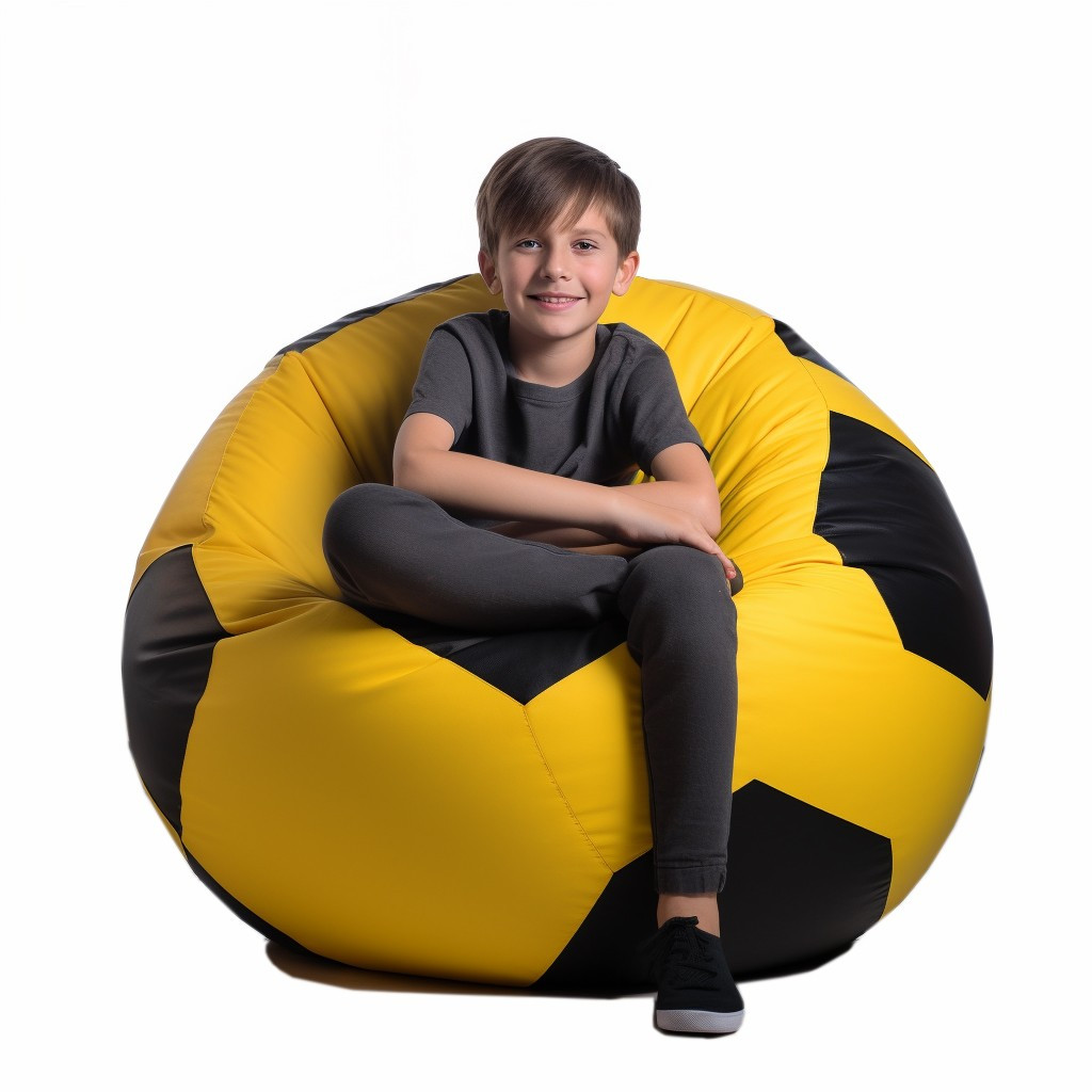 Кресло мешок мяч 120*120 см желто-черное в виде мяча, бескаркасное кресло мяч для детей и взрослых ткань оксфорд - фото 2 - id-p2013094617