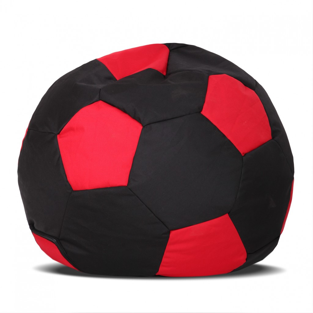 Кресло мешок мяч 70*70 см черно-красное в виде мяча, бескаркасное кресло мяч для детей и взрослых ткань оксфорд - фото 2 - id-p2013094625