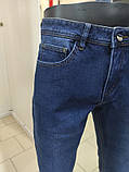 Джинси Longwes чоловічі зима прямі фліс 30 сині, фото 5