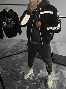 Куртка бомбер чоловічий чорний молодіжний весна-осінь без капюшона