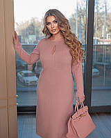 Платье трикотажное фактурное трикотаж Розовый, 52