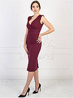Жіноча сукня, обтисла однотонна, довгі бордова