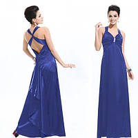 Элегантное синее вечернее платье длинное в пол