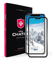 Защитное стекло +NEU Chatel Full 3D Crystal with Mesh для iPhone 11/XR Front Black