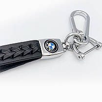 Брелок для ключів шкіряний плетений BMW (БМВ) Чорний, фото 3