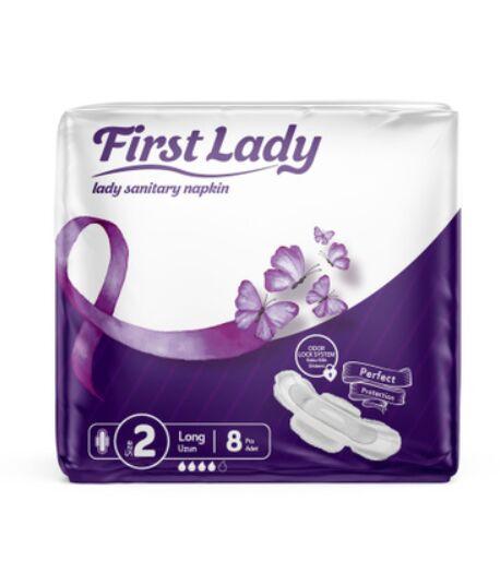Гігієнічні прокладки First Lady Ultra Long 2 з крилами 4 краплі 8 шт прокладки з м'якою поверхнею