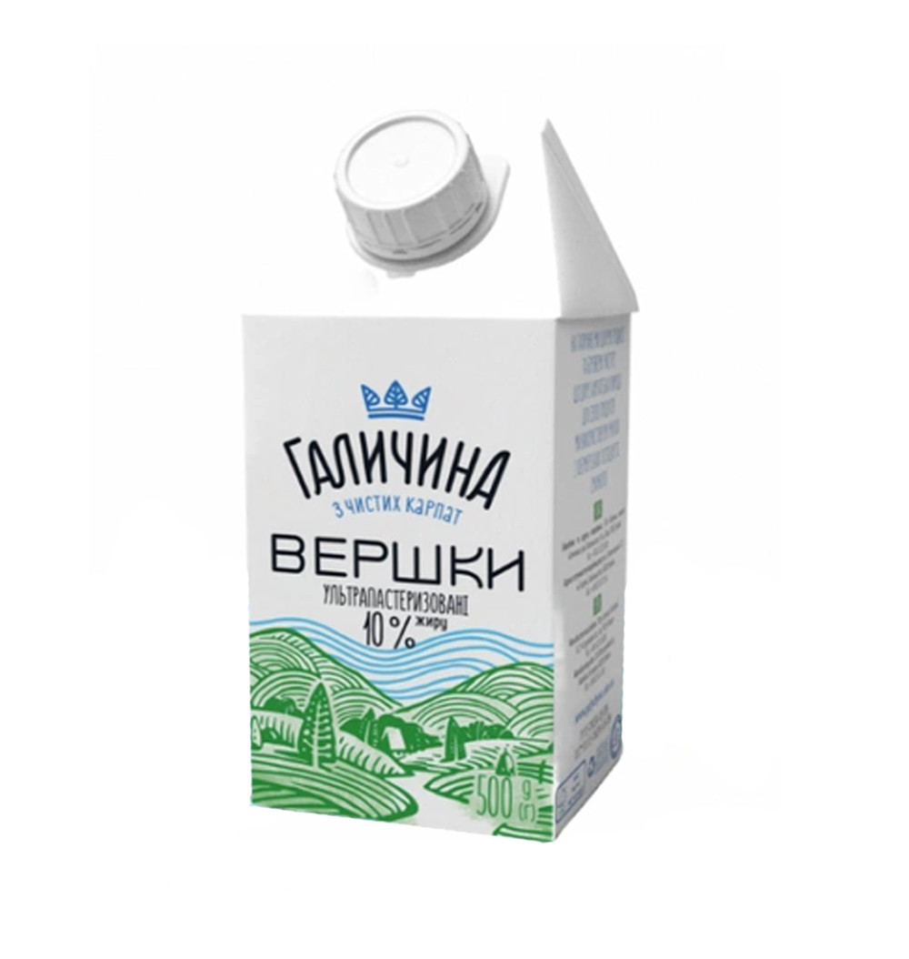Вершки кулінарні 10% ТМ Галичина 500 г