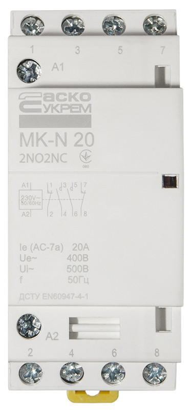 Модульний контактор MK-N 4P 20A 2NO2NC 220V