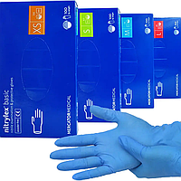 Нитриловые перчатки Mercator Medical Nitrylex BASIC, M-S (7-8),(8-9)синие, 100 шт