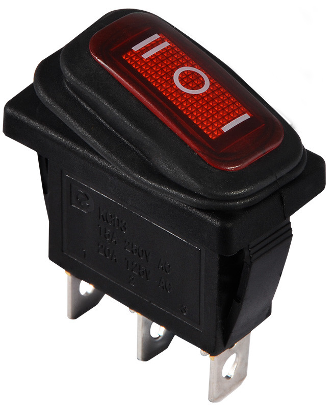 KCD3-103W R/B Перемикач 1 клав. перекидний (червоний), фото 1