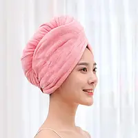 Полотенце-тюрбан на голову для волос из микрофибры Hair Wrap розовый