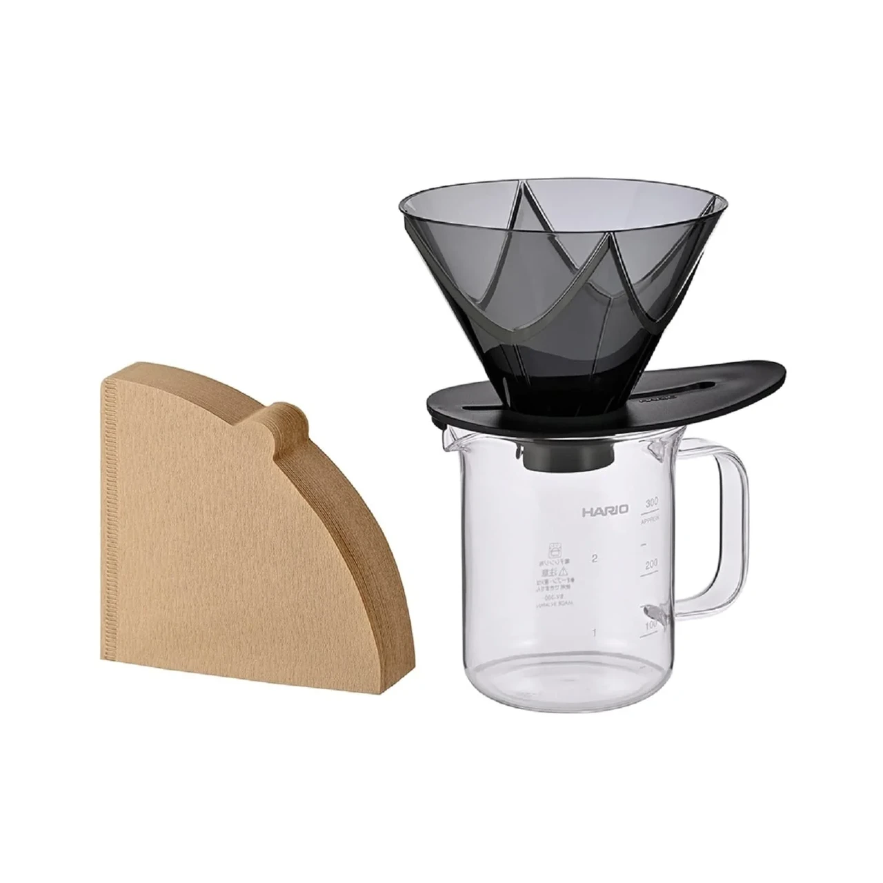 Набір HARIO V60 One Pour Dripper MUGEN пуровер Мюген, сервер, фільтр розмір 02, чорний