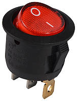KCD1-5-101N R/B 220V Переключатель 1 клав. круглий красный с подсветкой