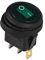 KCD1-8-101NW GR/B 220V Переключатель 1 клав.круглий вологозах. зеленый с подсветкой