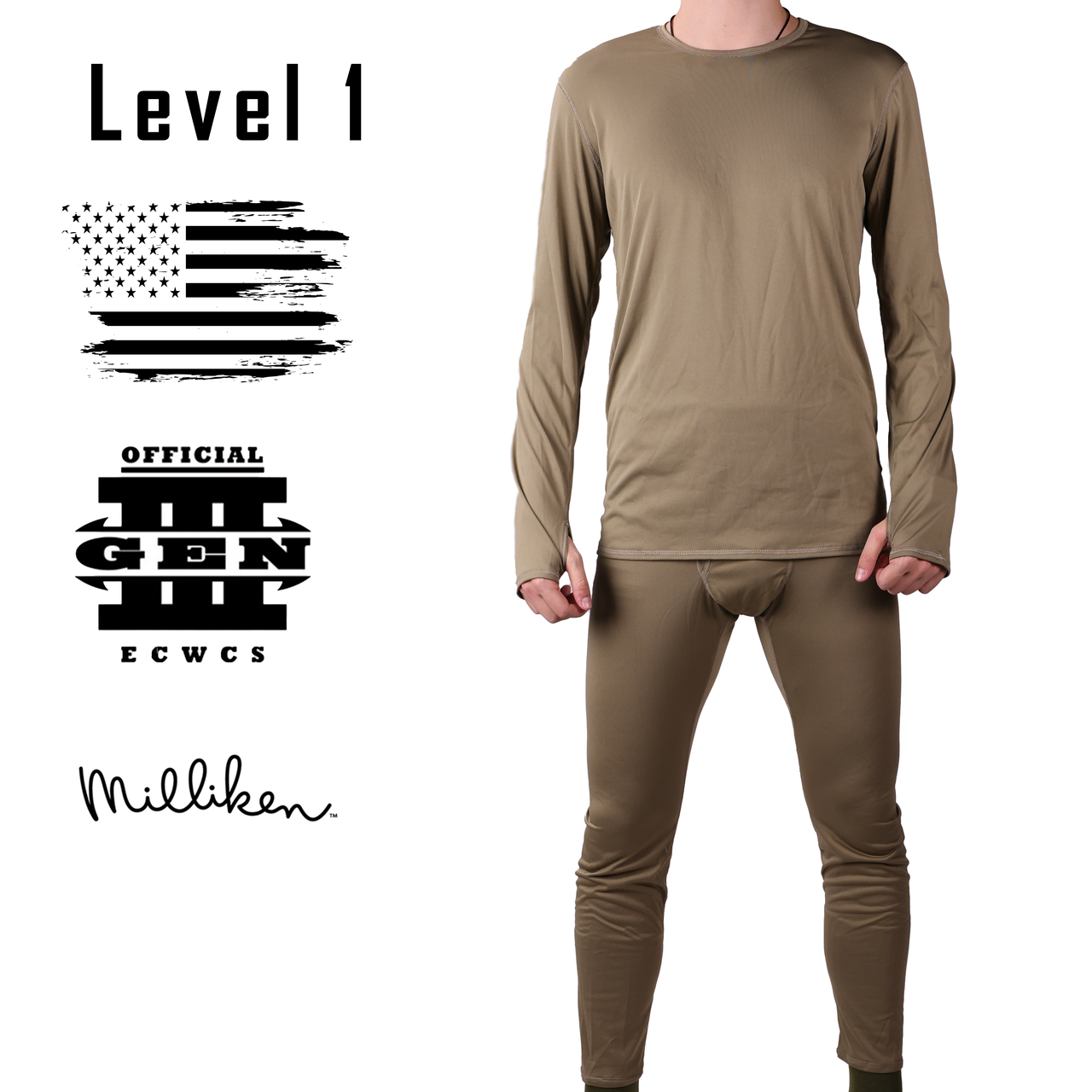 Комплект термобілизни, Розмір: Medium Long, ECWCS GEN III Level 1, Цвет: Dark Tan