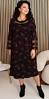 Жіноче ошатне плаття, тканина трикотаж принт. 54,56,58,60,62 рожевий принт