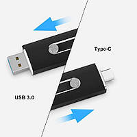 Стильная USB 3.0 Флешка 32 ГБ USB + Type-C Флешка для Компьютера Silver