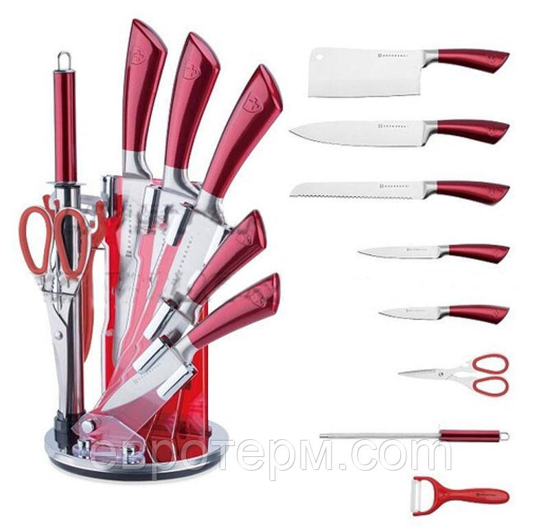 Набір кухонних ножів Edenberg EB-3616 9 предметів кухонні ножі на крутній підставці
