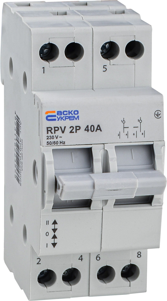 Ручний перемикач вводу (І-0-ІІ) RPV 2P 40A АСКО