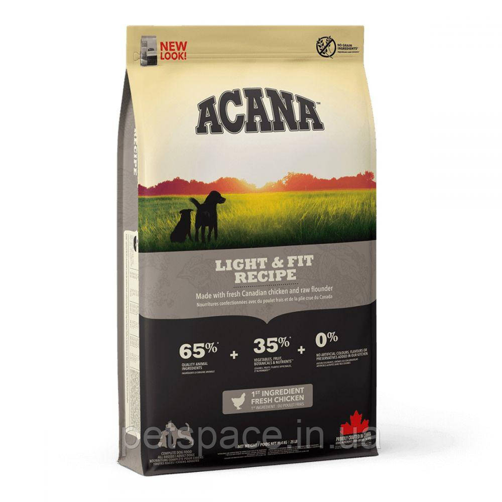 Корм Acana Light & Fit (Акана Лайт енд фіт для собак з підвищеною масою тіла) 11,4кг.