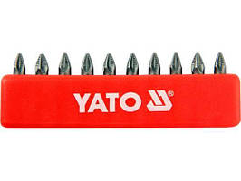 Набір викруткових насадок "Pozidriv" РZ1х25мм HEX 1/4" YATO 10 шт.